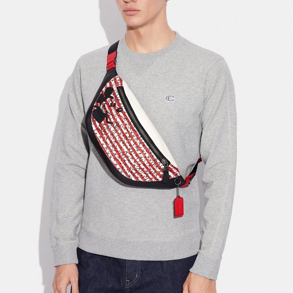 NWT Coach C6870 Disney Mickey Mouse X Keith Haring Stripe Warren Belt Bag - Picture 2 of 10